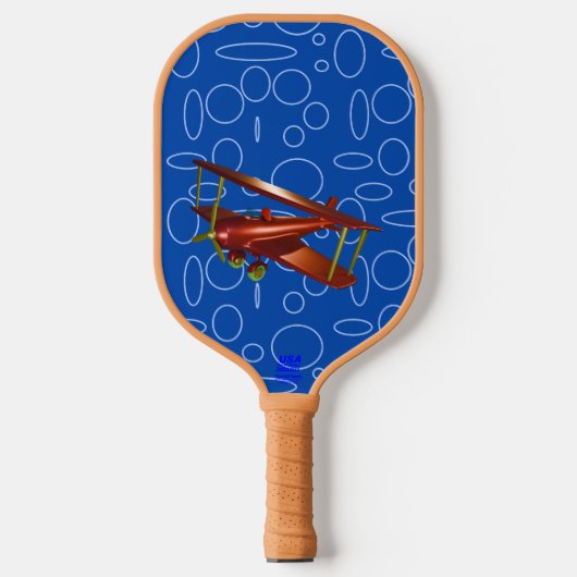 Raquette De Pickleball Bi-plan rouge Boucles Cercles bleues (Recto)