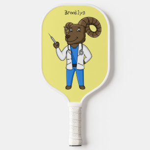 Raquette De Pickleball Bighorn sheep doctor cartoon illustration