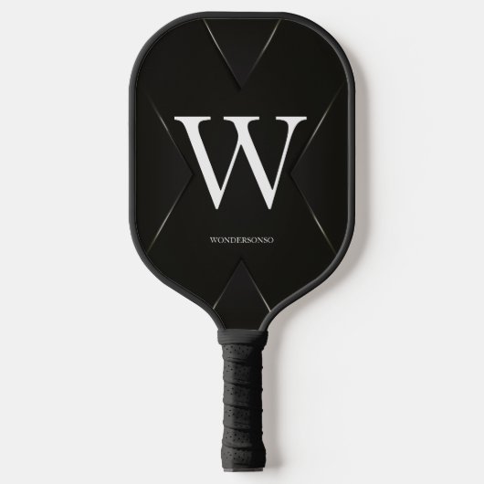 Raquette De Pickleball Black Abstract Custom Text Name (Recto)