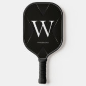 Raquette De Pickleball Black Abstract Custom Text Name (Verso)
