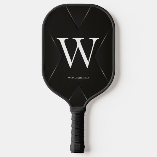 Raquette De Pickleball Black Abstract Custom Text Name (Verso)