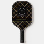 Raquette De Pickleball Black and Gold Pattern Customizable Company Logo (Recto)