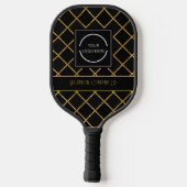 Raquette De Pickleball Black and Gold Pattern Customizable Company Logo (Verso)