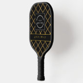 Raquette De Pickleball Black and Gold Pattern Customizable Company Logo (Gauche)