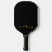 Raquette De Pickleball Black and Gold Script  | Stylish Monogram Modern (Verso)
