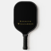 Raquette De Pickleball Black Custom Gold Name Minimalist Modern Men  (Verso)
