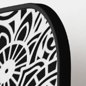 Raquette De Pickleball Black et blanc Floral Abstrait Floral Hawaiian (Détail gauche)