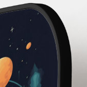 Raquette De Pickleball Black Space Planète Design Monogramme moderne (Détail gauche)