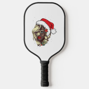 Raquette De Pickleball Black Women African American Christmas Santa Claus