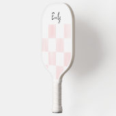 Raquette De Pickleball Blank Pink and White Checkerboard Personalized (Gauche)