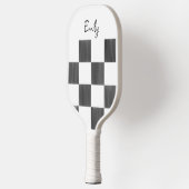 Raquette De Pickleball Blank Pink and White Checkerboard Personalized (Gauche)