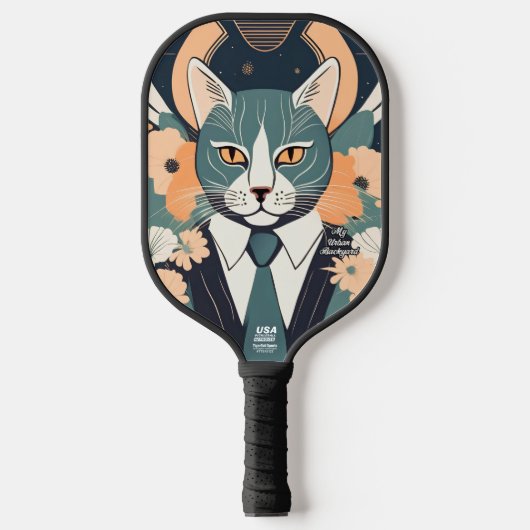 Raquette De Pickleball Bleu chat Pickleball personnalisé Paddle (Recto)