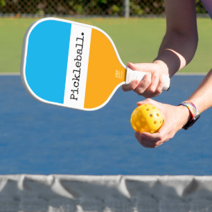 Raquette De Pickleball Bleu clair bleu doré jaune blanc rayures de texte