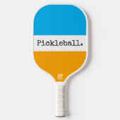 Raquette De Pickleball Bleu clair bleu doré jaune blanc rayures de texte (Recto)