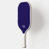 Raquette De Pickleball Bleu et blanc | Monogramme moderne (Gauche)