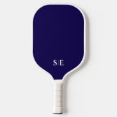 Raquette De Pickleball Bleu et blanc | Monogramme moderne (Verso)
