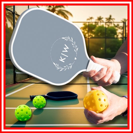 Raquette De Pickleball Bleu et blanc poussiéreux | Monogramme des initial
