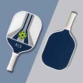 Raquette De Pickleball Bleu et Gris| Monogramme Moderne
