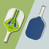 Raquette De Pickleball Bleu et Vert | Monogramme Moderne