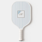 Raquette De Pickleball Bleu français Fleur de Lis Script Monogramme (Verso)