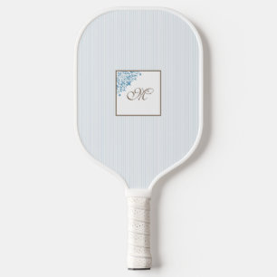 Raquette De Pickleball Bleu français Fleur de Lis Script Monogramme