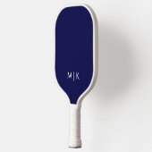 Raquette De Pickleball Bleu Nuit et Blanc | Monogramme Moderne (Gauche)