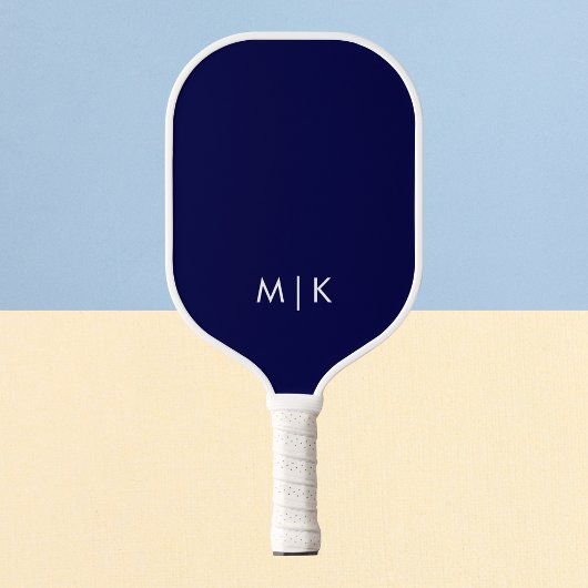 Raquette De Pickleball Bleu Nuit et Blanc | Monogramme Moderne