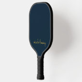 Raquette De Pickleball Bleu Nuit Or Script | Monogramme Moderne Élégant (Gauche)