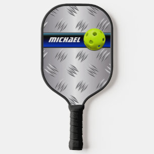 Raquette De Pickleball Bleu personnalisé, plaque diamant en argent FAUX