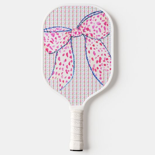 Raquette De Pickleball Bleu Pink Bow Grandmillennial Pickleball Paddle (Verso)