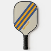 Raquette De Pickleball Bleu rétro Crush Sunset Stripes avec nom (Recto)