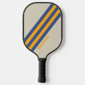 Raquette De Pickleball Bleu rétro Crush Sunset Stripes avec nom (Verso)