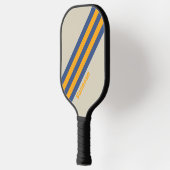 Raquette De Pickleball Bleu rétro Crush Sunset Stripes avec nom (Gauche)