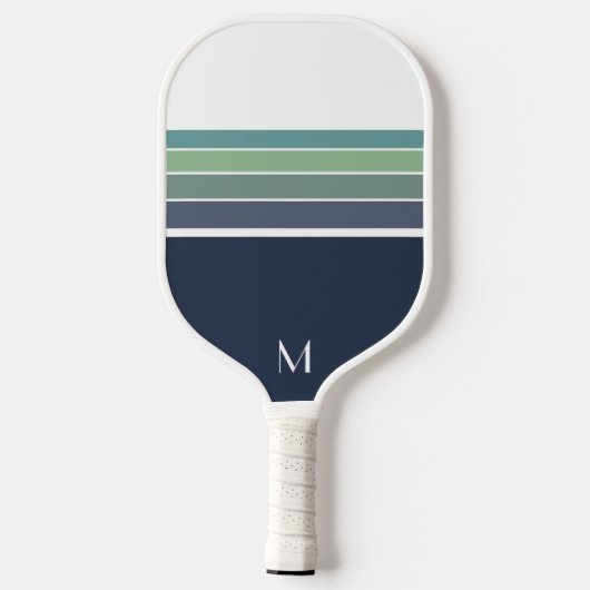 Raquette De Pickleball Bleu rétro/mod et vert rayé (Verso)