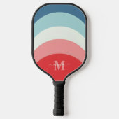 Raquette De Pickleball Bleu rose arc-en-ciel rayures de courbe Monogramme (Verso)