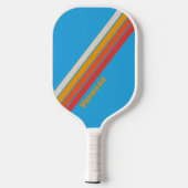 Raquette De Pickleball Bleu Surf Délavé Rayé avec Nom (Verso)