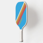Raquette De Pickleball Bleu Surf Délavé Rayé avec Nom (Gauche)