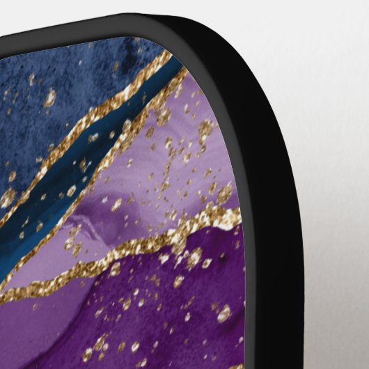 Raquette De Pickleball Bleu violet Abstrait Parties scintillant or Monogr (Détail gauche)