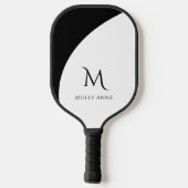Raquette De Pickleball Bloc de couleur inverse noir et blanc Monogramme (Verso)