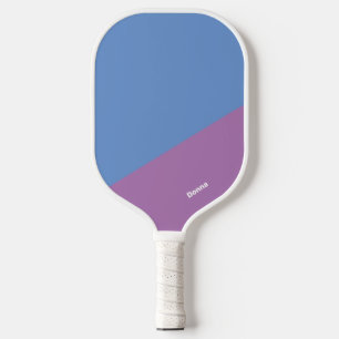 Raquette De Pickleball Bloc De Couleur Violet Et Bleu Avec Nom