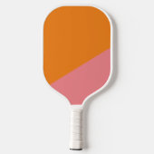 Raquette De Pickleball Bloc De Couleurs Rose Et Orange Avec Nom (Verso)