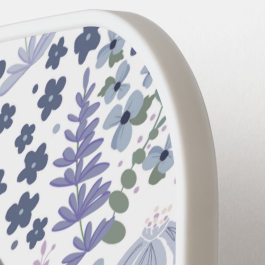 Raquette De Pickleball Blue and Sage Green Wildflower Pattern  (Détail gauche)