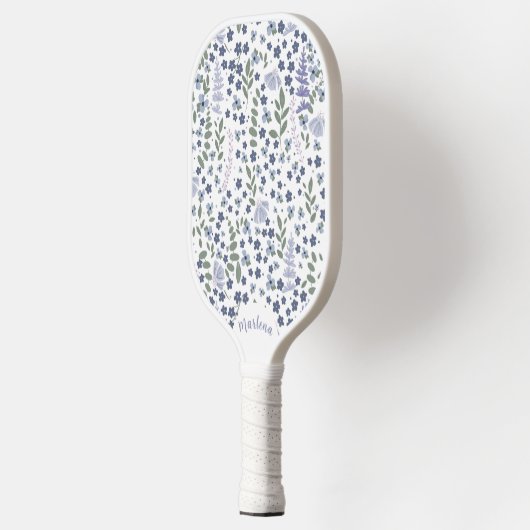 Raquette De Pickleball Blue and Sage Green Wildflower Pattern  (Gauche)