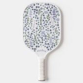 Raquette De Pickleball Blue and Sage Green Wildflower Pattern  (Recto)