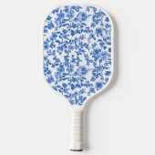 Raquette De Pickleball Blue Country Floral Monogram  (Verso)