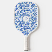 Raquette De Pickleball Blue Country Floral Monogram  (Recto)