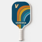 Raquette De Pickleball Blue Sun Arch with Name & Initial  (Verso)