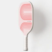 Raquette De Pickleball Blush Pink Mod Retro Stried Motif Nom personnalisé (Gauche)