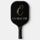 Raquette De Pickleball Boho aquarelle botanique C noir (Recto)