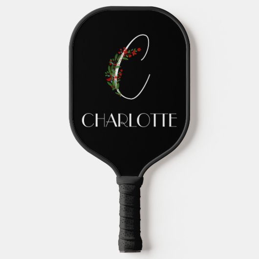 Raquette De Pickleball Boho aquarelle botanique C noir (Recto)